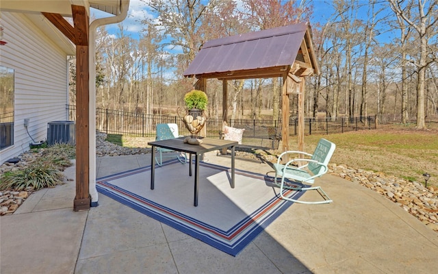 view of patio / terrace featuring a fenced backyard and cooling unit