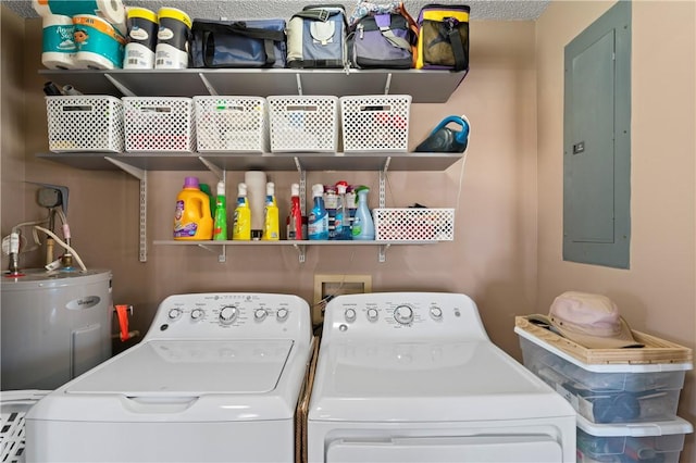 123 Bass Dr, Fair Play, SC 29643 - laundry area with water heater, electric panel, laundry area, and washer and dryer
