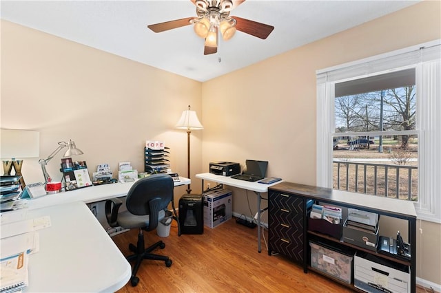 123 Bass Dr, Fair Play, SC 29643 - office featuring a ceiling fan and wood finished floors