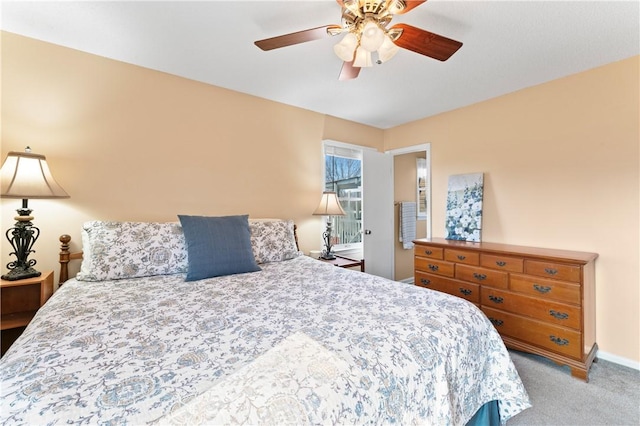 123 Bass Dr, Fair Play, SC 29643 - bedroom with baseboards, light carpet, and a ceiling fan