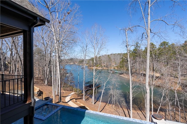 water view with a wooded view