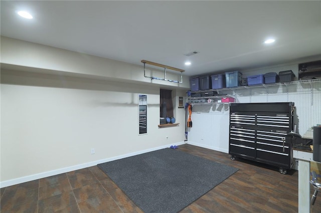 interior space with recessed lighting, visible vents, and baseboards