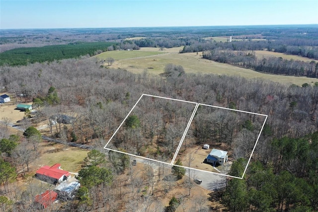 aerial view featuring a rural view