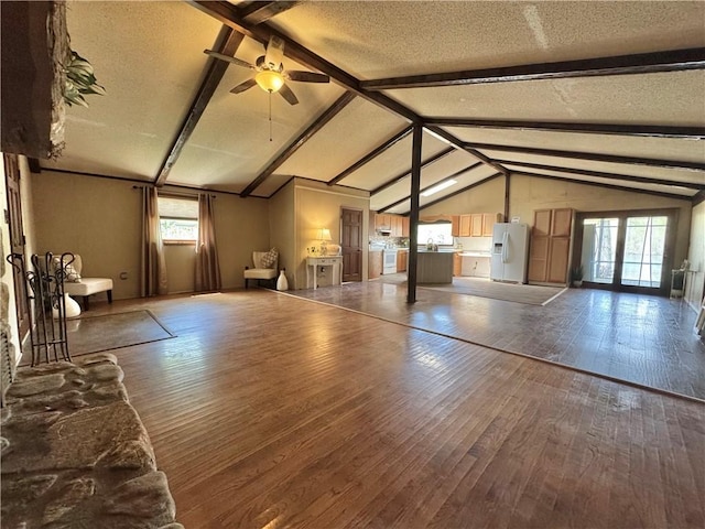 271 Piper Ln, Pickens, SC 29671 - unfurnished living room featuring hardwood / wood-style floors, plenty of natural light, ceiling fan, and a textured ceiling