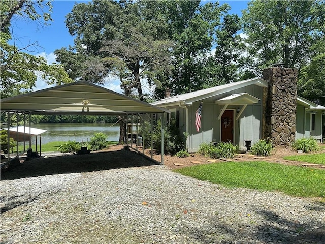 271 Piper Ln, Pickens, SC 29671 - view of car parking with driveway, a carport, and a water view