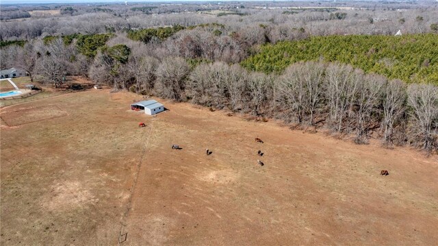 drone / aerial view featuring a rural view