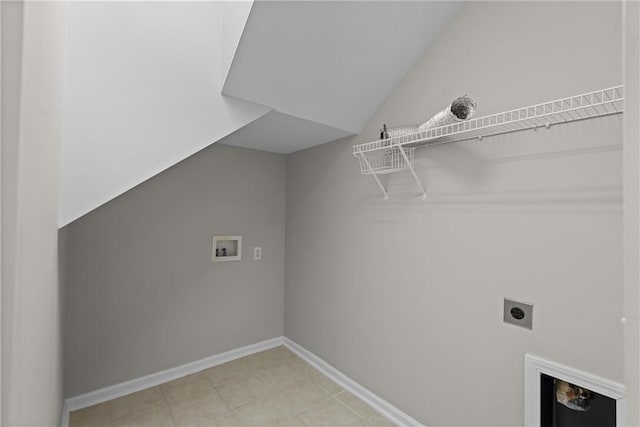 washroom with washer hookup, laundry area, hookup for an electric dryer, and baseboards