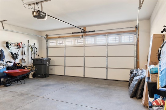 garage with a garage door opener