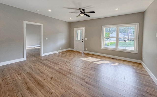 224 Simpson St, Westminster, SC 29693 - empty room featuring a ceiling fan, light wood finished floors, and recessed lighting