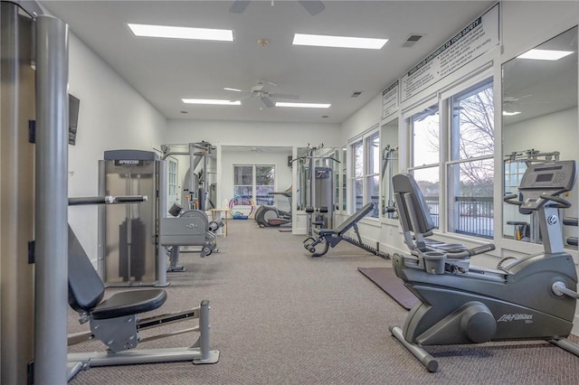 1230 Melton Rd Unit 215, West Union, SC 29696 - gym with carpet, ceiling fan, and visible vents