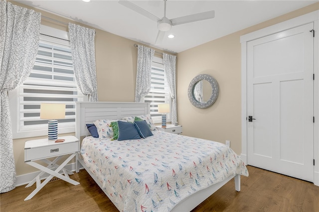 1230 Melton Rd Unit 215, West Union, SC 29696 - bedroom with recessed lighting, ceiling fan, wood finished floors, and baseboards