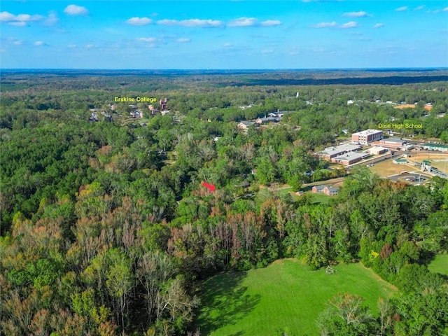 bird's eye view featuring a view of trees