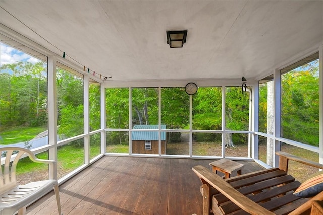 view of unfurnished sunroom