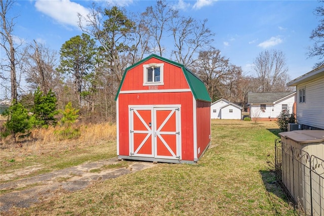 view of shed featuring central AC unit