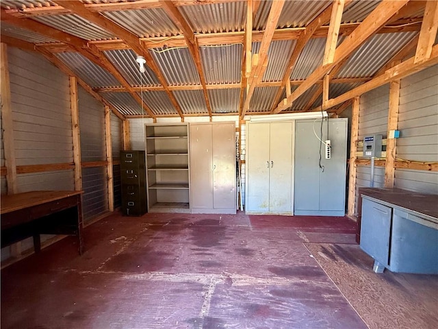 garage featuring metal wall