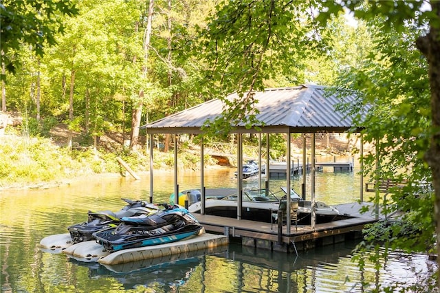 dock area featuring a water view