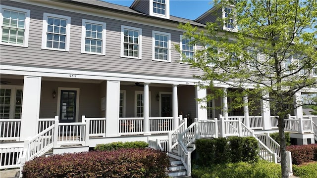 254 Thomas Green Blvd, Clemson, SC 29631 - view of front of house with ceiling fan, covered porch, and stairs
