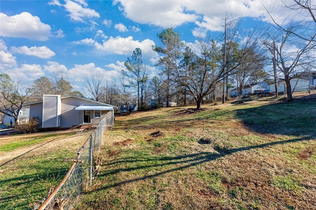 view of yard with fence