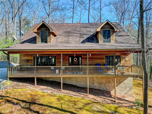 view of log cabin