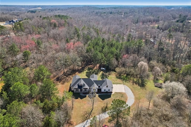 aerial view with a forest view