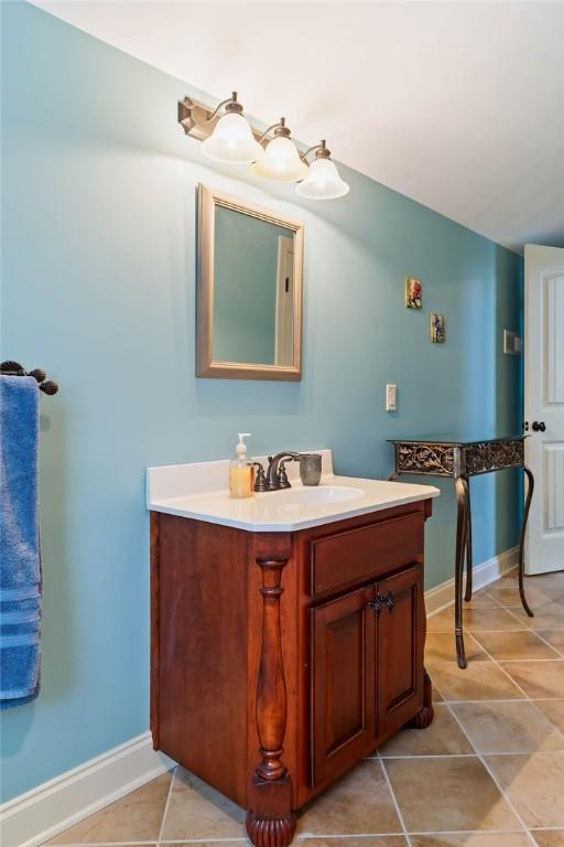 432 Over Look Dr, Fair Play, SC 29643 - bathroom with tile patterned flooring, baseboards, and vanity