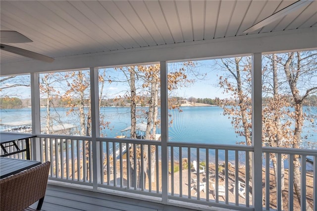 wooden terrace with a water view