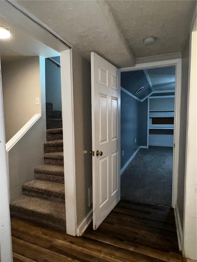 interior space featuring stairs and wood finished floors