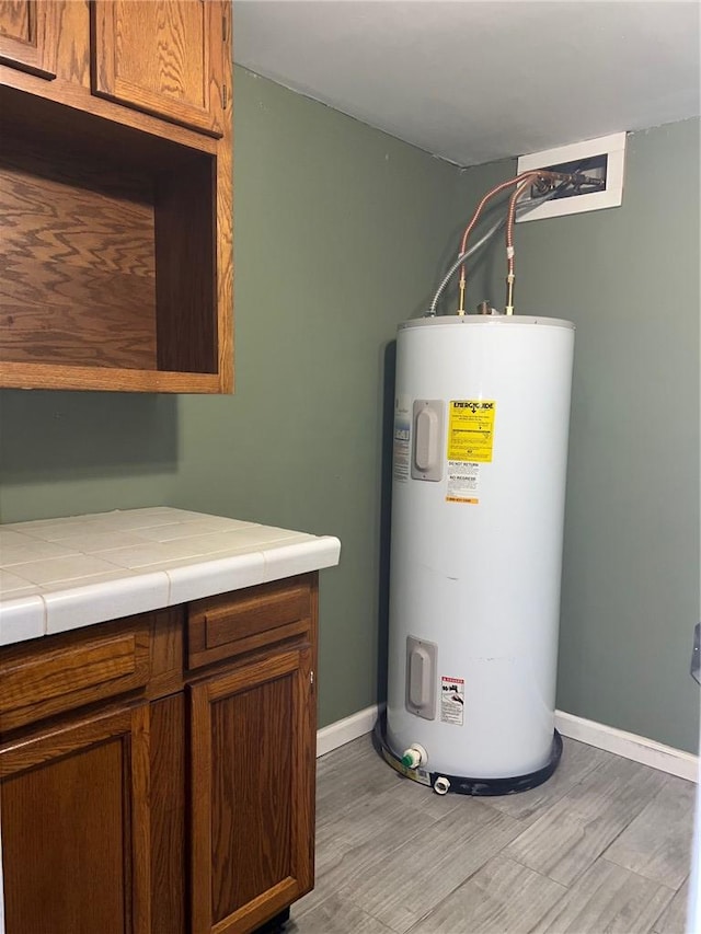 utility room with water heater