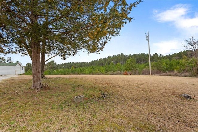 view of yard with an outbuilding