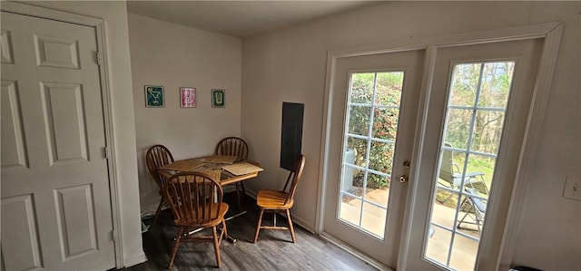 dining area featuring wood finished floors