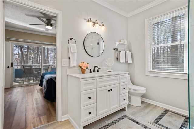 495TALLSHIP240 Tall Ship Dr, Salem, SC 29676 - bathroom featuring wood finished floors, a ceiling fan, plenty of natural light, baseboards, and ornamental molding