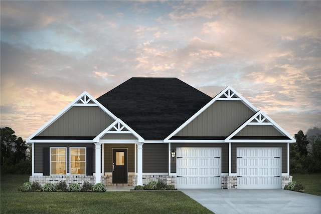 301 Clinkscales Rd Lot 16, Anderson, SC 29624 - view of front of house featuring a garage, driveway, roof with shingles, and a front lawn