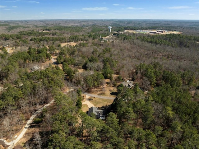 aerial view featuring a forest view