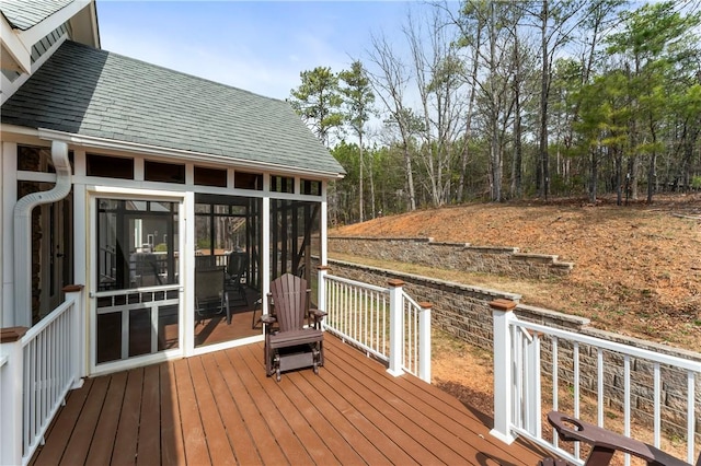 deck featuring a sunroom