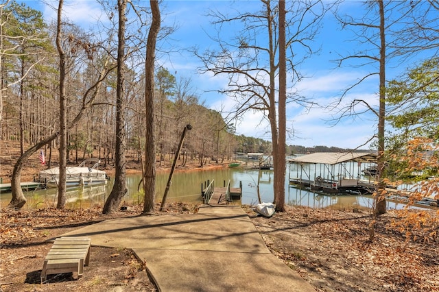 dock area featuring a water view