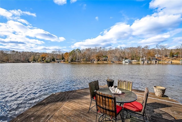 view of dock featuring a water view