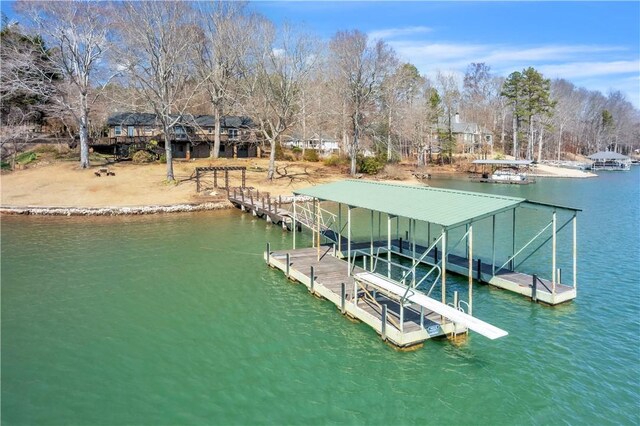 view of dock featuring a water view