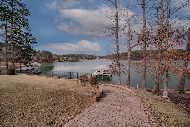 view of water feature featuring a floating dock