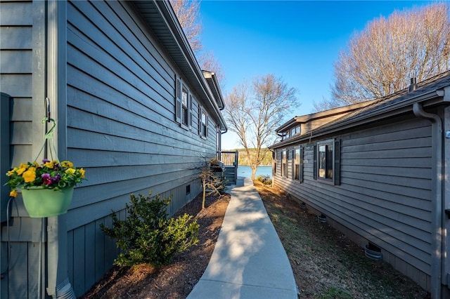 view of home's exterior featuring crawl space