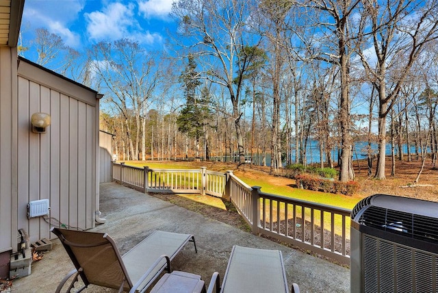 deck with a yard and grilling area