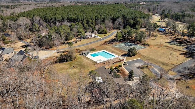 drone / aerial view with a view of trees