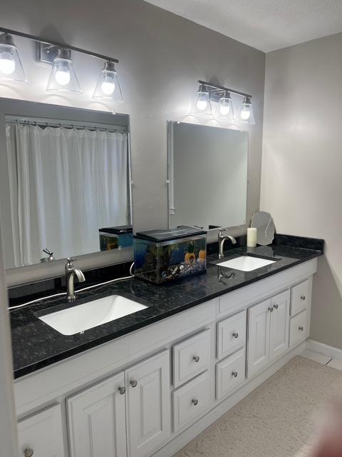 full bath with double vanity and a sink