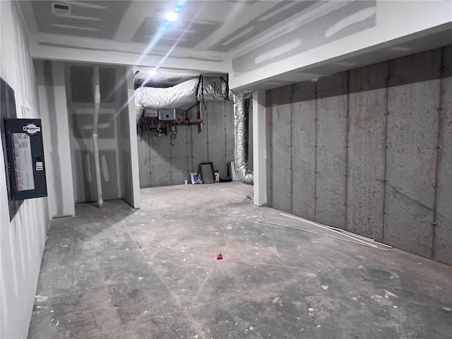 view of unfinished basement