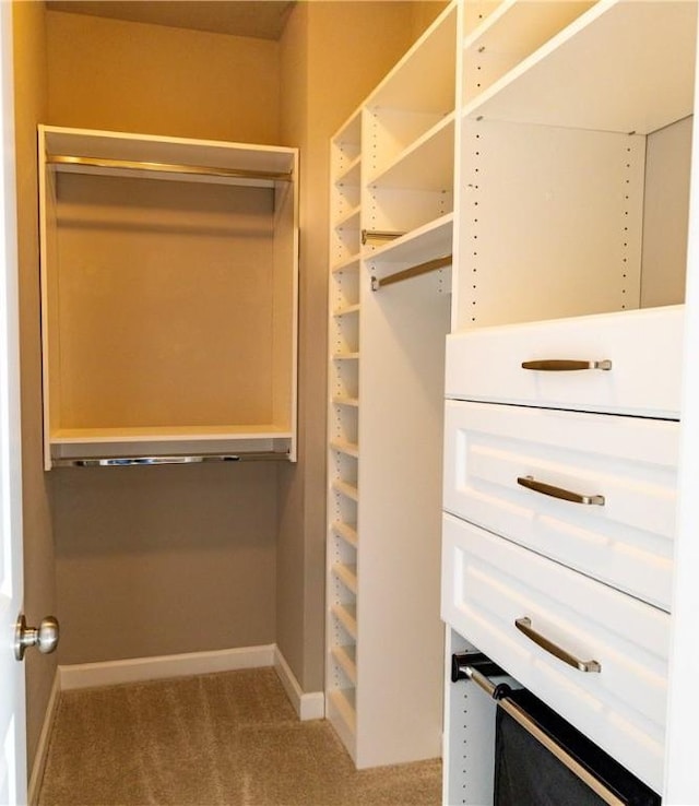 spacious closet with carpet flooring