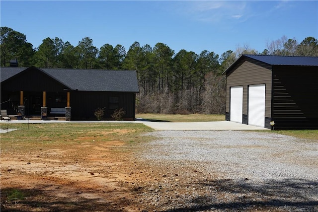 view of detached garage