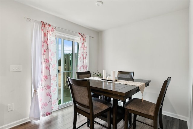 dining room featuring baseboards and wood finished floors