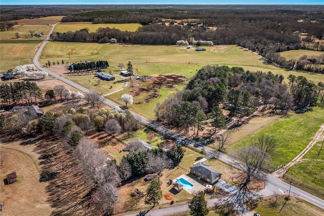 drone / aerial view featuring a rural view