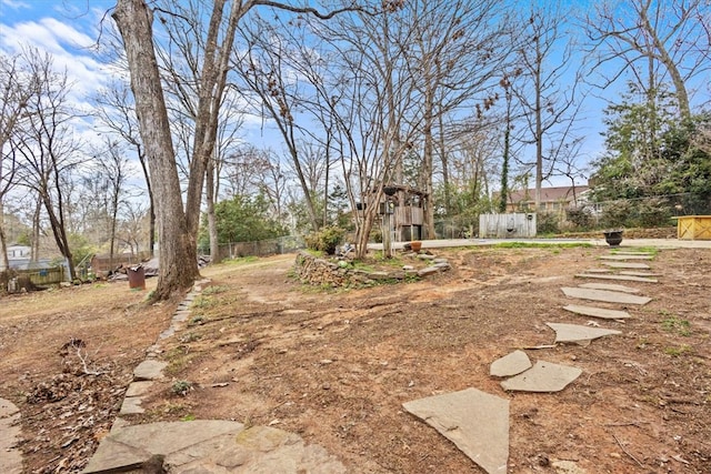 view of yard with fence