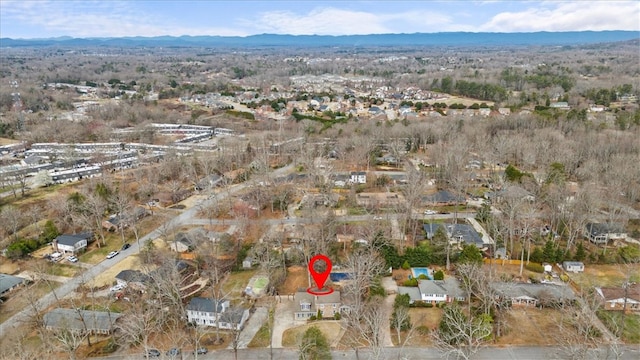 aerial view with a mountain view