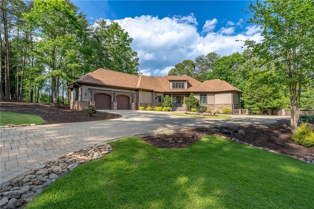 104 Sweetshrub Way, Sunset, SC 29685 - view of front of property with stone siding, a garage, and decorative driveway
